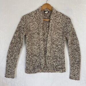 J.‎ Crew VTG Handknit Womens Lambswool Cardigan Sweater Beige Brown Textured Sm